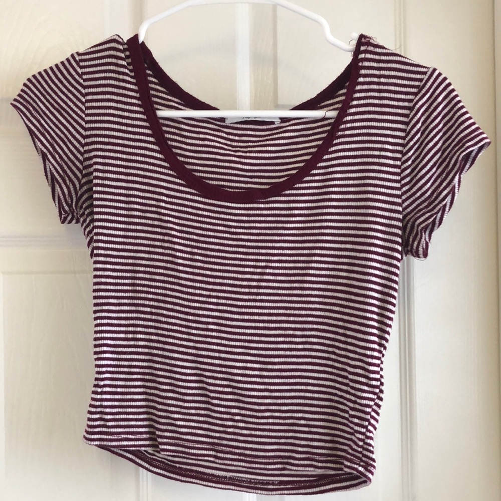 Women’s Papaya red & white striped crop top